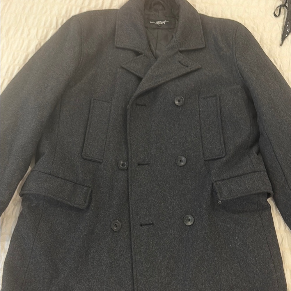 Men's Double-Breasted Wool Blend Peacoat - Gray